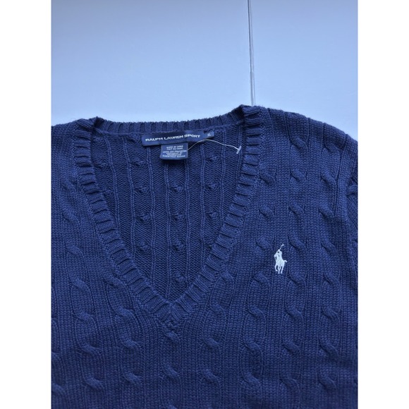 Lot of 2 VTG Ralph Lauren Sport Women's Cable Knit V Neck Sweater Size XL Pony - Picture 9 of 10